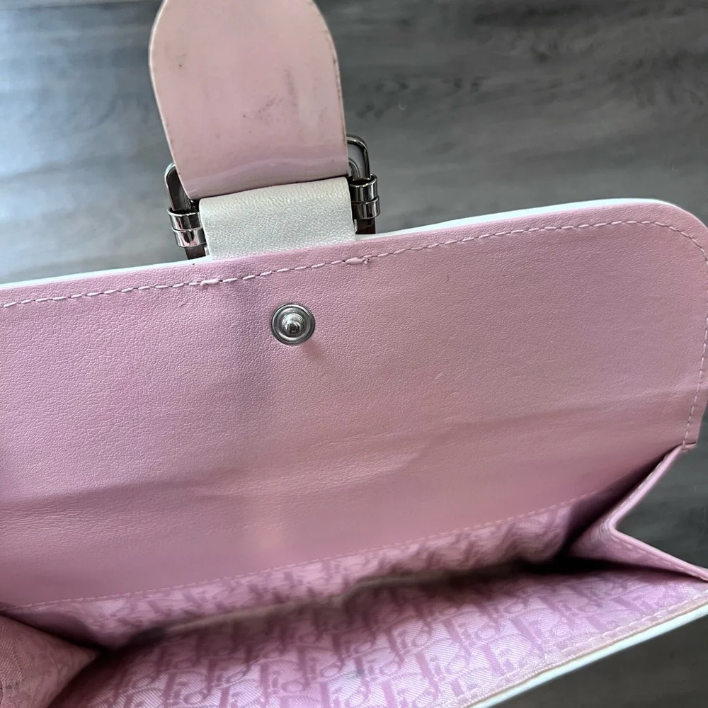Vintage Dior Pink and White wallet with Buckle